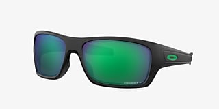 OAKLEY MEN'S OO9263 TURBINE RECTANGULAR SUNGLASSES, MATTE BLACK/PRIZM JADE POLARIZED, 63