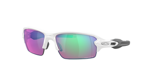 OAKLEY MEN'S OO9271 FLAK 2.0 LOW BRIDGE FIT RECTANGULAR SUNGLASSES, POLISHED WHITE ON GREY/PRIZM GOLF, 61