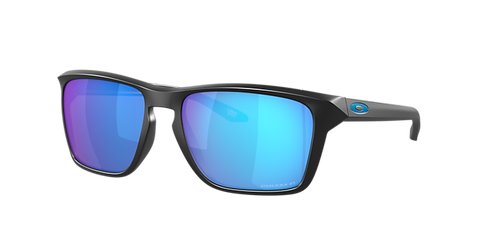 OAKLEY MEN'S OO9448F SYLAS LOW BRIDGE FIT RECTANGULAR SUNGLASSES, MATTE BLACK/PRIZM SAPPHIRE IRIDIUM POLARIZED, 58