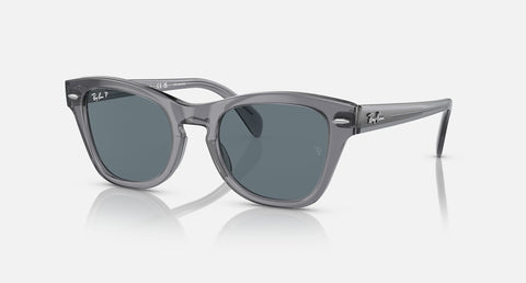 RAYBAN RB0707S SUNGLASSES IN TRANSPARENT GREY AND DARK BLUE, 53