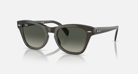 RAYBAN RB0707S SUNGLASSES IN TRANSPARENT OLIVE GREEN/GREY, 53