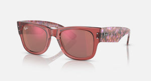 RAYBAN MEGA WAYFARER SUNGLASSES IN POLISHED TRANSPARENT PINK/RED, 51