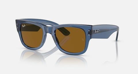 RAY-BAN MEGA WAYFARER BIO-BASED POLISHED TRANSPARENT BLUE/BROWN, 51