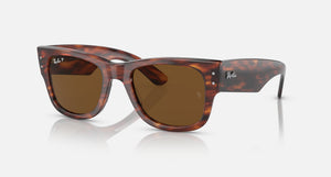 RAY-BAN MEGA WAYFARER SUNGLASSES IN STRIPED HAVANA/BROWN, 51