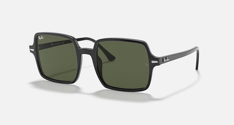 RAY-BAN SQUARE II POLISHED BLACK/G-15 GREEN,53