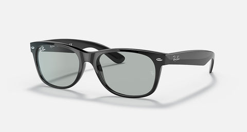 RAY-BAN NEW WAYFARER WASHED LENSES POLISHED BLACK/LIGHT GREY, 55