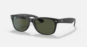 RAY-BAN NEW WAYFARER MATTE MATTE BLACK/G-15 GREEN, 55