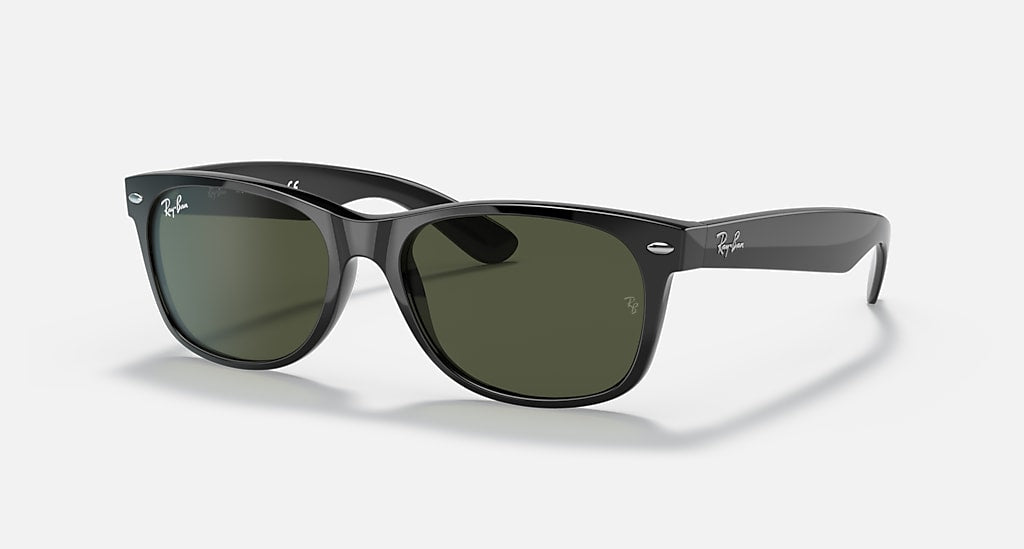 RAY-BAN NEW WAYFARER CLASSIC POLISHED BLACK/G-15 GREEN, 55