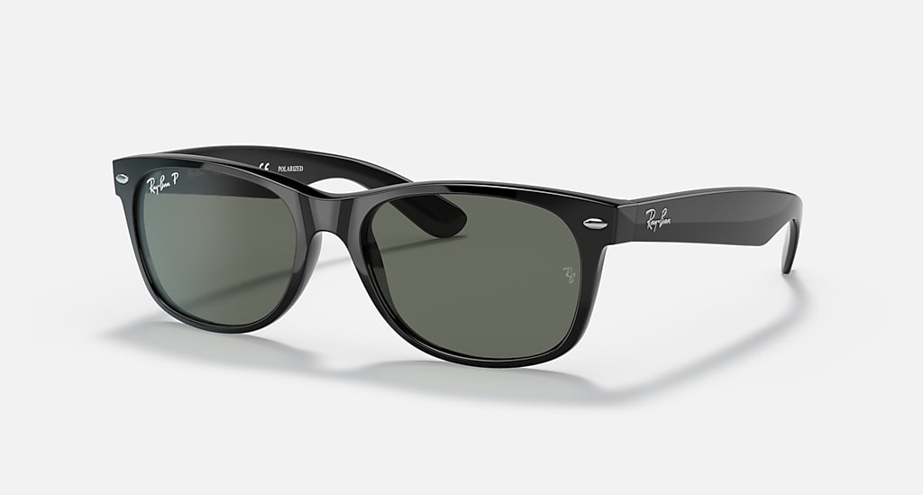 RAY-BAN NEW WAYFARER CLASSIC POLISHED BLACK/G-15 GREEN, 58