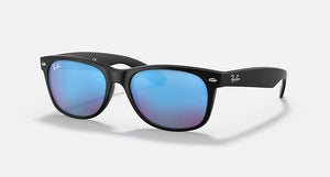 RAY-BAN NEW WAYFARER FLASH MATTE BLACK/BLUE FLASH, 55