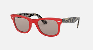 RAY-BAN WAYFARER POP POLISHED RED/POLARIZED GREY MIRROR, 50