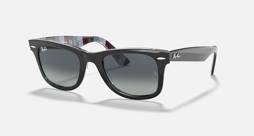 RAY-BAN ORIGINAL WAYFARER COLOR MIX POLISHED BLACK/LIGHT GREY GRADIENT BLUE, 50