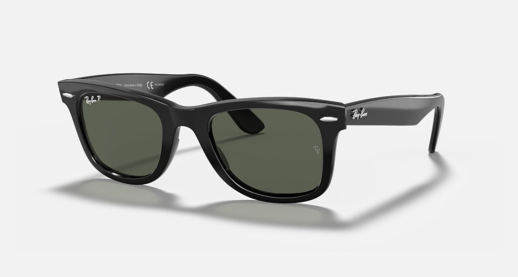 RAY-BAN ORIGINAL WAYFARER CLASSIC POLISHED BLACK/GREEN, 54