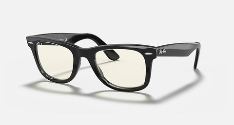 RAY-BAN WAYFARER CLEAR EVOLVE POLISHED BLACK/CLEAR GREY, 54