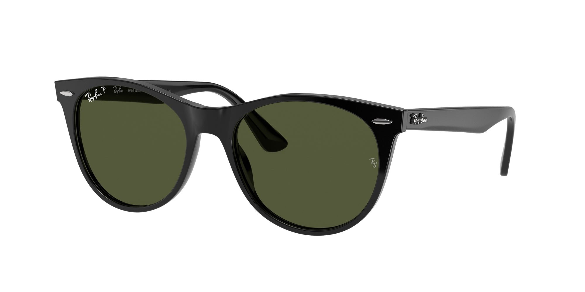 RAY-BAN WAYFARER II CLASSIC POLISHED BLACK/G-15 GREEN, 52