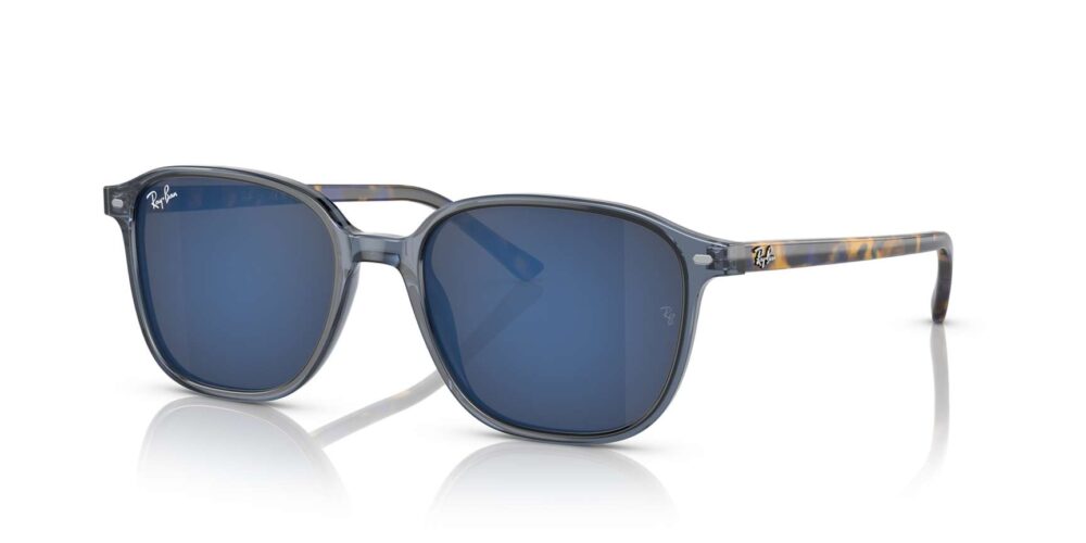 RAY-BAN LEONARD POLISHED TRANSPARENT DARK BLUE/BLUE MIRRORED, 53