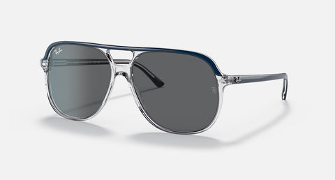 RAY-BAN BILL POLISHED BLUE ON TRANSPARENT/DARK GREY, 56