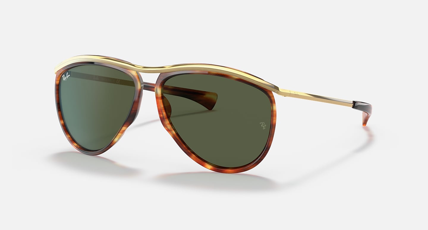 RAY-BAN AVIATOR OLYMPIAN POLISHED STRIPED HAVANA/G-15 GREEN, 59