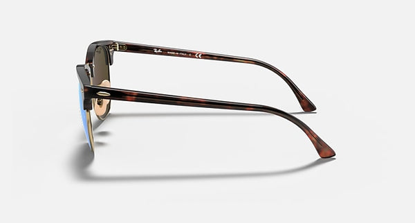 RAY-BAN CLUBMASTER FLASH LENSES in Havana On Gold and Blue Flash 49