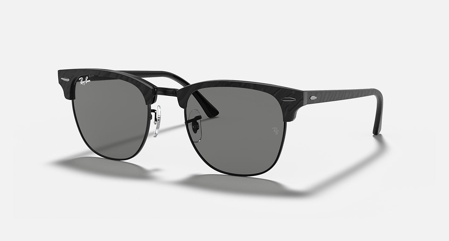 RAY-BAN CLUBMASTER CLASSIC POLISHED BLACK/DARK GREY, 49