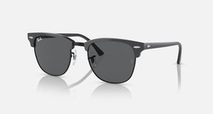 RAY-BAN CLUBMASTER CLASSIC POLISHED GREY ON BLACK/DARK GREY, 49