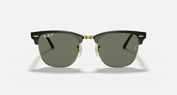 RAY-BAN CLUBMASTER Classic Sunglasses in Black On Gold and G-15 Green 49
