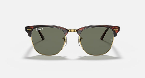 RAY-BAN CLUBMASTER CLASSIC Polarized Polished Tortoise on Gold/G-15 Green, 51