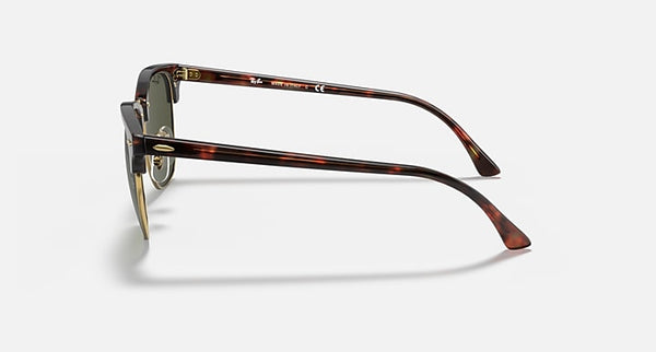 RAY-BAN CLUBMASTER Classic Sunglasses in Tortoise On Gold and G-15 Green 51