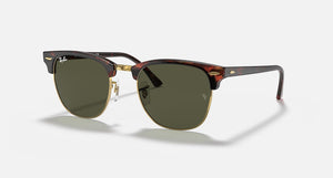 RAY-BAN CLUBMASTER CLASSIC POLISHED TORTOISE ON GOLD/G-15 GREEN, 51