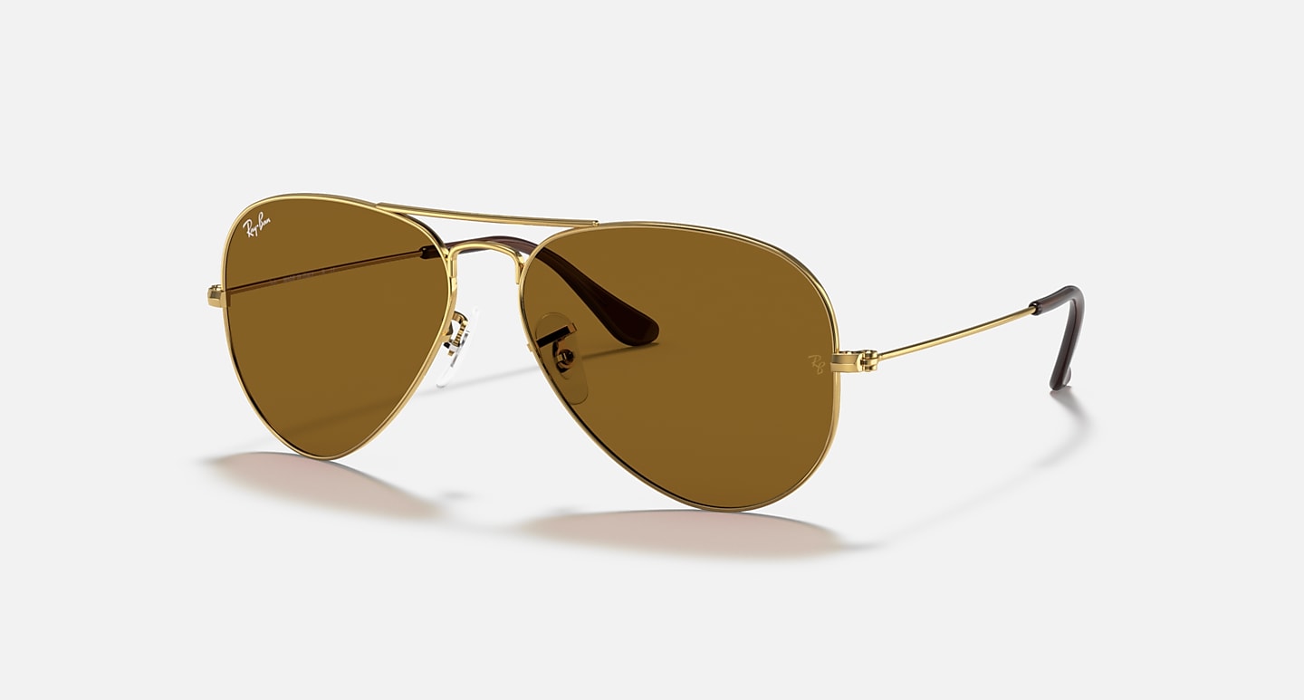 RAY-BAN AVIATOR GRADIENT POLISHED ARISTA GOLD/B-15 BROWN, 62