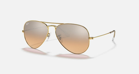 RAY-BAN AVIATOR GRADIENT POLISHED ARISTA GOLD/SILVER/PINK, 58