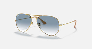 RAY-BAN AVIATOR GRADIENT POLISHED ARISTA GOLD/LIGHT BLUE, 58