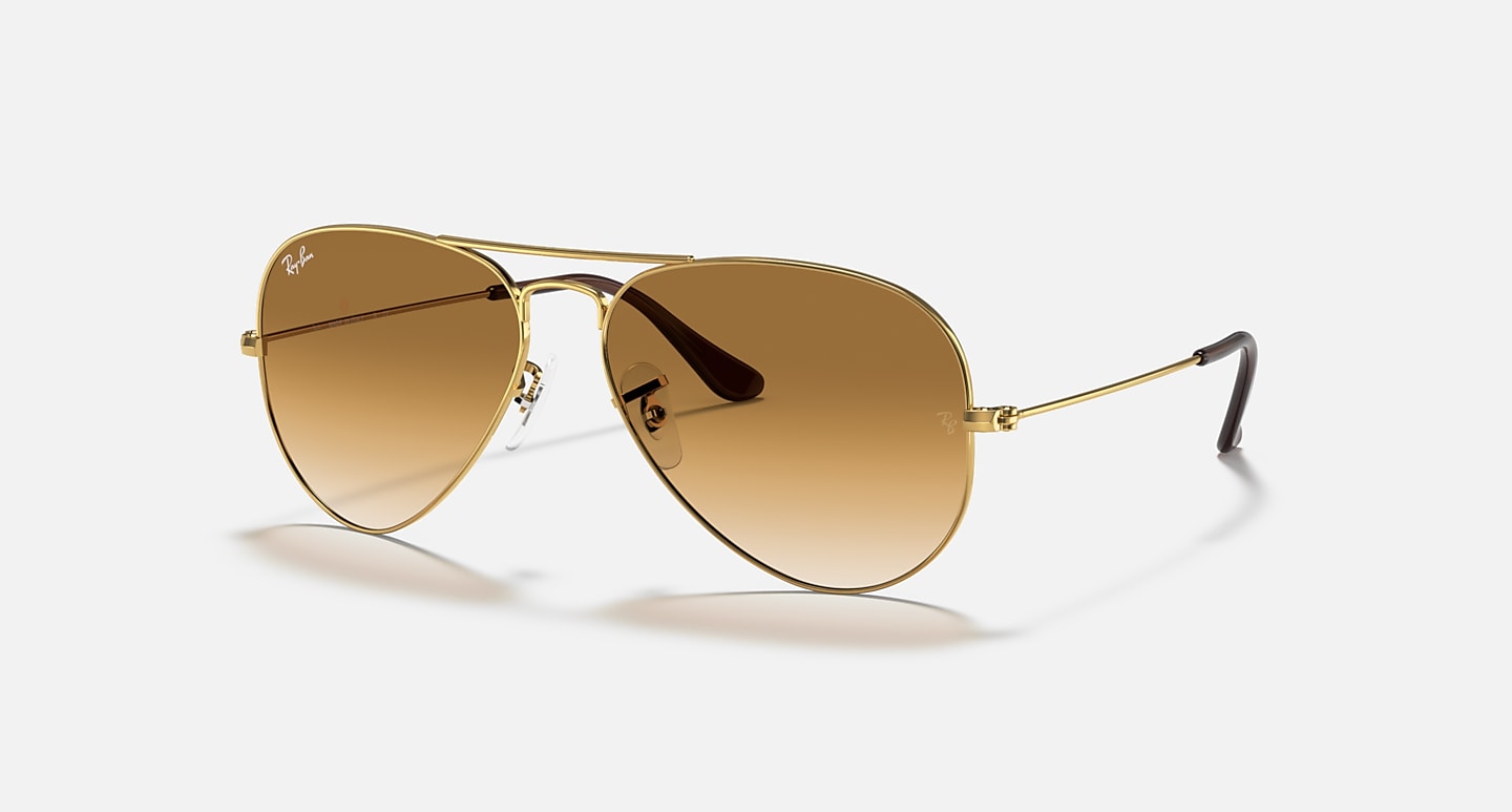 RAY-BAN AVIATOR GRADIENT POLISHED ARISTA GOLD/LIGHT BROWN, 58