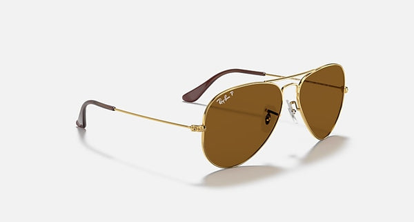 RAY-BAN AVIATOR CLASSIC Polished Arista Gold/ B-15 Brown, 55