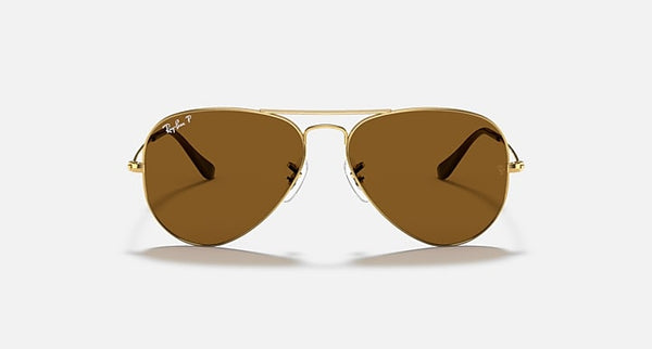 RAY-BAN AVIATOR CLASSIC Polished Arista Gold/ B-15 Brown, 55