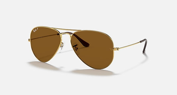 RAY-BAN AVIATOR CLASSIC Polished Arista Gold/ B-15 Brown, 55