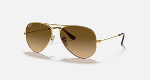 RAY-BAN AVIATOR GRADIENT POLISHED ARISTA GOLD/BROWN, 58