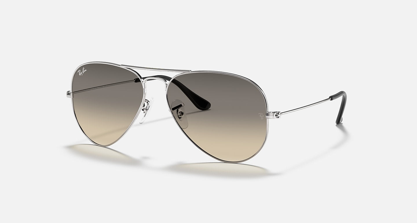 RAY-BAN AVIATOR GRADIENT POLISHED SILVER/GREY GRADIENT, 55