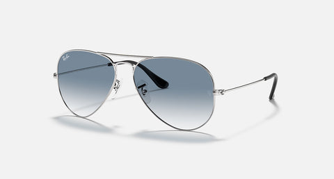 RAY-BAN AVIATOR GRADIENT POLISHED SILVER/LIGHT BLUE GRADIENT, 62