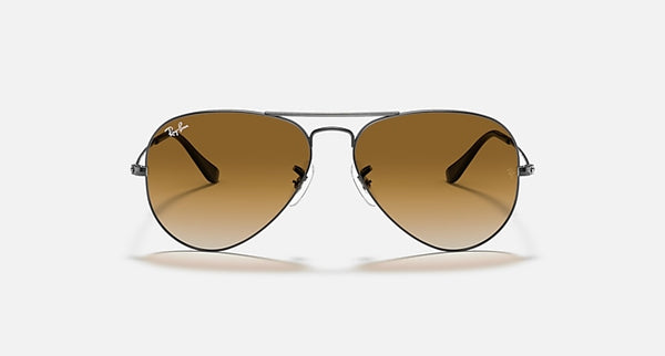 RAY-BAN Aviator Gradient Sunglasses in Gunmetal and Light Brown Gradient 58