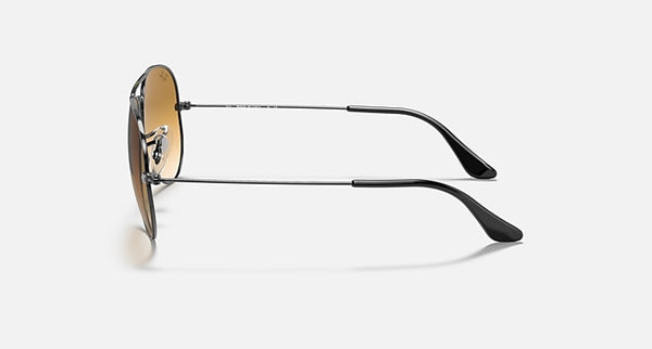 RAY-BAN Aviator Gradient Sunglasses in Gunmetal and Light Brown Gradient 58
