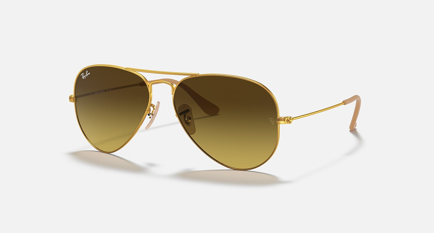 RAY-BAN AVIATOR GRADIENT MATTE GOLD/BROWN GRADIENT, 58