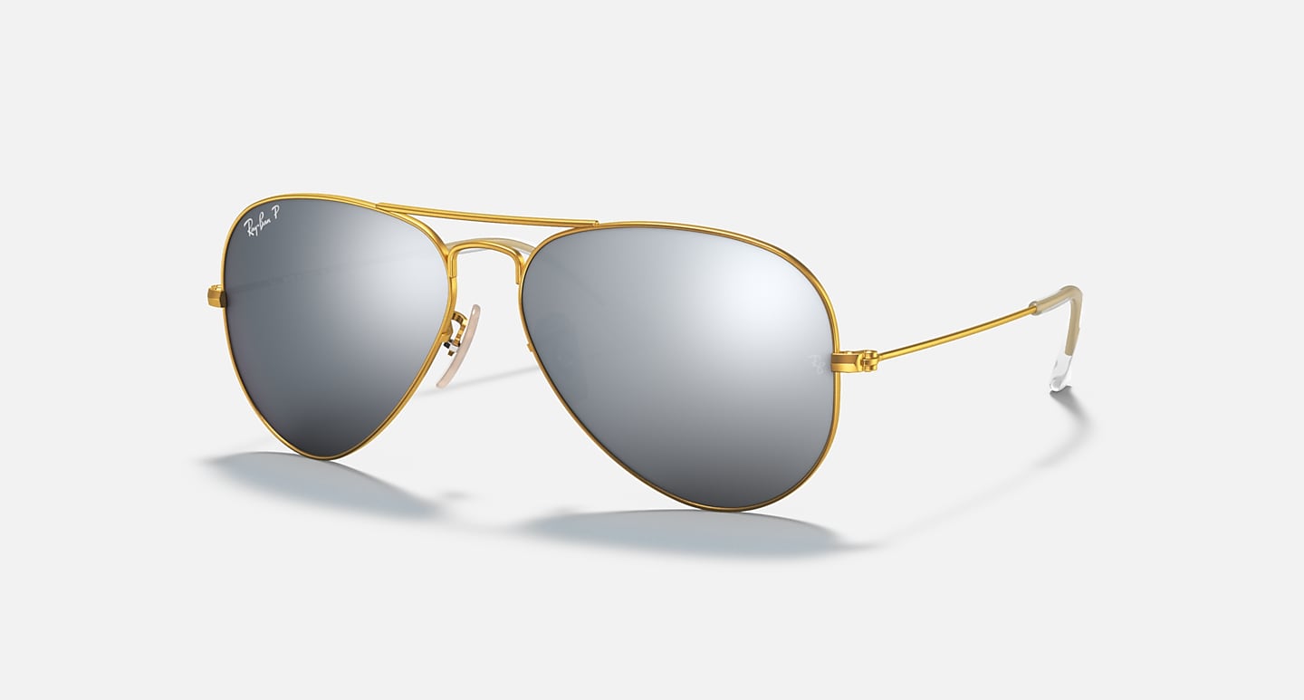 RAY-BAN AVIATOR GRADIENT MATTE GOLD/SILVER FLASH, 58