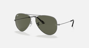 RAY-BAN AVIATOR GRADIENT MATTE GREY/G-15 GREEN, 55