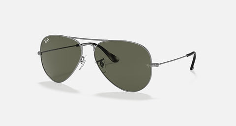 RAY-BAN AVIATOR GRADIENT MATTE GREY/G-15 GREEN, 62