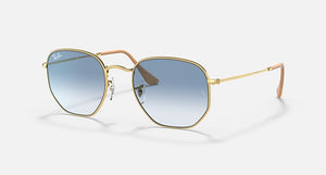 RAY-BAN HEXAGONAL BLUE-LIGHT CLEAR POLISHED ARISTA GOLD/LIGHT BLUE GRADIENT, 54