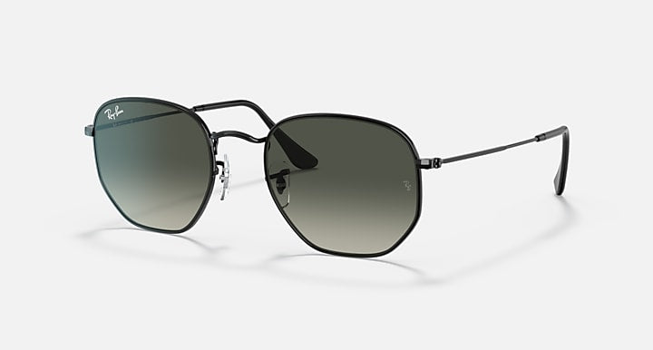 RAY-BAN HEXAGONAL POLISHED BLACK/GREY GRADIENT, 54