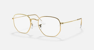 RAY-BAN HEXAGONAL BLUE-LIGHT CLEAR  POLISHED GOLD/CLEAR, 54