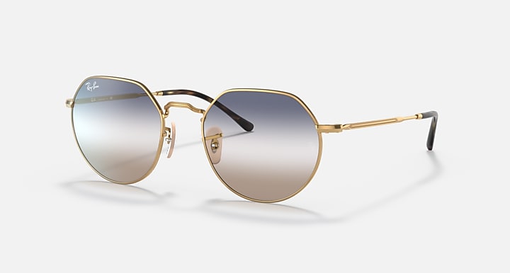 RAY-BAN JACK POLISHED ARISTA GOLD/CLEAR/BLUE, 51