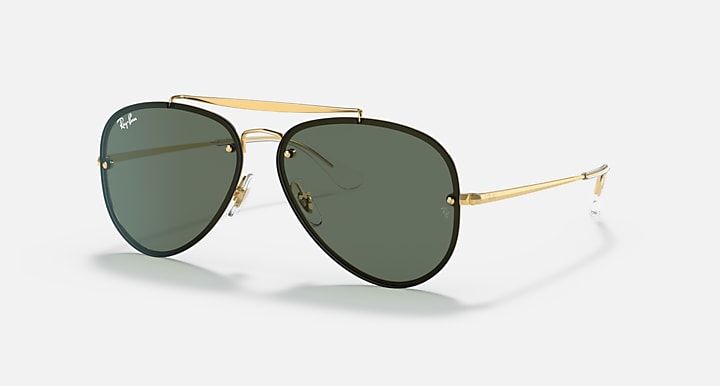 RAY-BAN BLAZE AVIATOR POLISHED ARISTA GOLD/DARK GREEN, 61